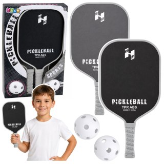 LEAN Toys Zestaw Paletki Do Gry w Pickleballa Tenisa Badmintona 2 Piłki Czarno-Szare