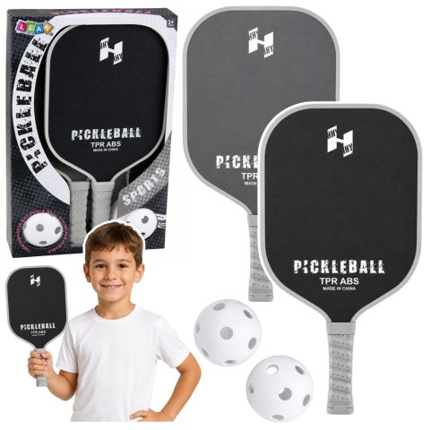 LEAN Toys Zestaw Paletki Do Gry w Pickleballa Tenisa Badmintona 2 Piłki Czarno-Szare
