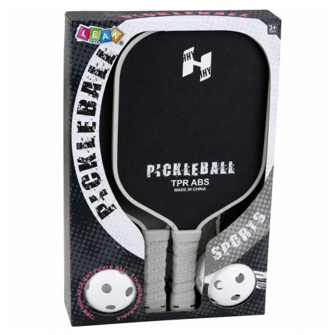 LEAN Toys Zestaw Paletki Do Gry w Pickleballa Tenisa Badmintona 2 Piłki Czarno-Szare