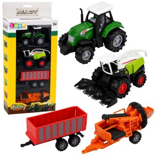 LEAN Toys Zestaw Pojazdów Rolniczych Traktor Sieczkarnia Przyczepa Prasa 1:68 4 szt.