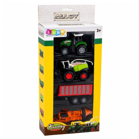 LEAN Toys Zestaw Pojazdów Rolniczych Traktor Sieczkarnia Przyczepa Prasa 1:68 4 szt.