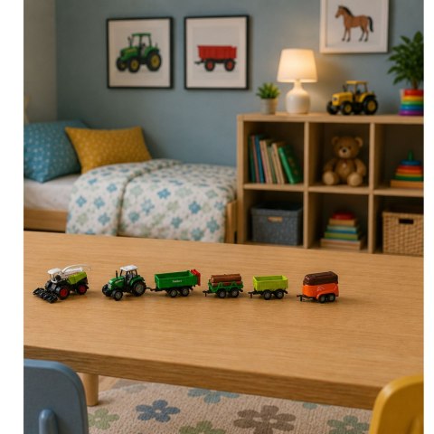LEAN Toys Zestaw Pojazdów Rolniczych Traktor Sieczkarnia Przyczepy 1:68 4 szt.
