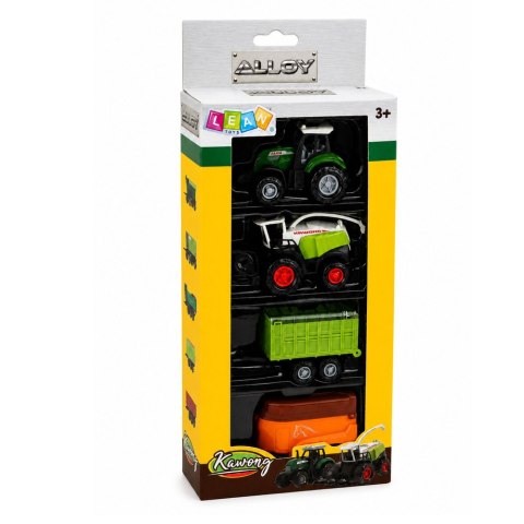 LEAN Toys Zestaw Pojazdów Rolniczych Traktor Sieczkarnia Przyczepy 1:68 4 szt.