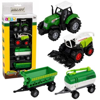LEAN Toys Zestaw Pojazdy Rolnicze Traktor Sieczkarnia Cysterna Rozrzutnik 1:68 4 szt.