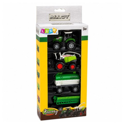 LEAN Toys Zestaw Pojazdy Rolnicze Traktor Sieczkarnia Cysterna Rozrzutnik 1:68 4 szt.