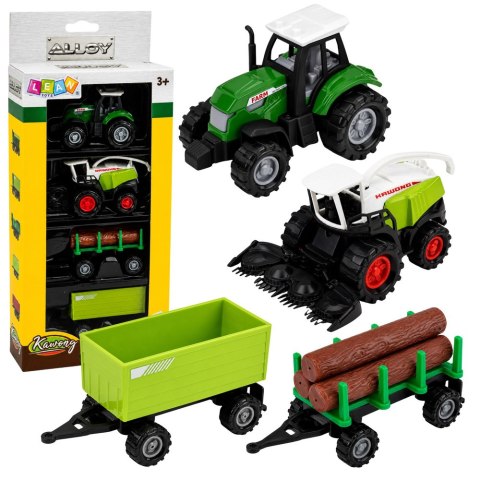 LEAN Toys Zestaw Pojazdy Rolnicze Traktor Sieczkarnia Przyczepa Do Drewna 1:68 4 szt.