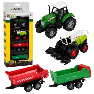 LEAN Toys Zestaw Pojazdy Rolnicze Traktor Sieczkarnia Przyczepy Transport 1:68 4 szt.