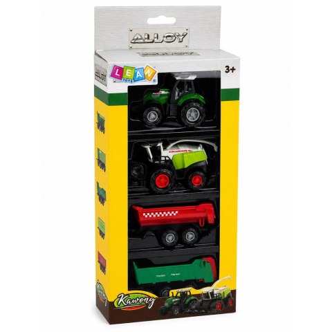 LEAN Toys Zestaw Pojazdy Rolnicze Traktor Sieczkarnia Przyczepy Transport 1:68 4 szt.