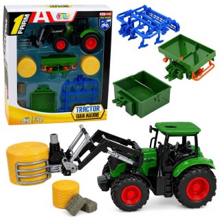 LEAN Toys Zestaw Rolniczy Traktor z Chwytakiem Do Bel Przyczepy Rolnicze Siano 1:24