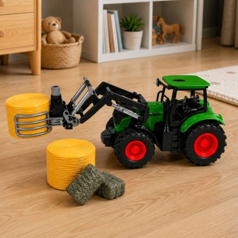 LEAN Toys Zestaw Rolniczy Traktor z Chwytakiem Do Bel Przyczepy Rolnicze Siano 1:24