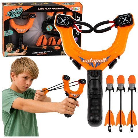LEAN Toys Zestaw Sportowy Zręcznościowy Proca Z Gwiżdżące Strzały Pomarańczowy 15M