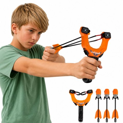 LEAN Toys Zestaw Sportowy Zręcznościowy Proca Z Gwiżdżące Strzały Pomarańczowy 15M