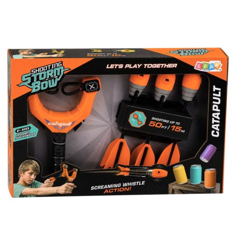 LEAN Toys Zestaw Sportowy Zręcznościowy Proca Z Gwiżdżące Strzały Pomarańczowy 15M