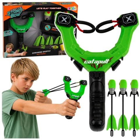 LEAN Toys Zestaw Sportowy Zręcznościowy Proca Z Gwiżdżącymi Strzałami Zielony 15M