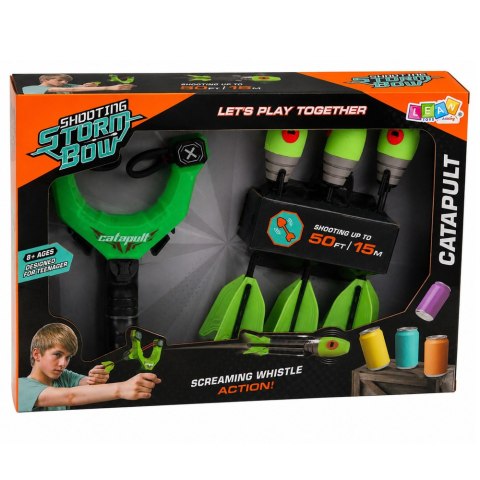 LEAN Toys Zestaw Sportowy Zręcznościowy Proca Z Gwiżdżącymi Strzałami Zielony 15M