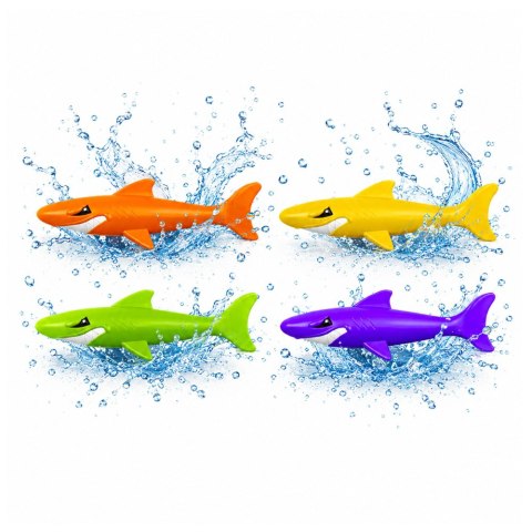 LEAN Toys Zestaw Zabawki Do Nauki Nurkowania Kąpieli Basenu Rekiny Kolorowe 4 szt.