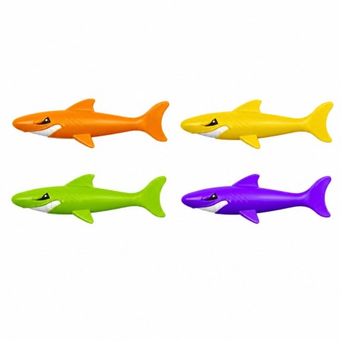 LEAN Toys Zestaw Zabawki Do Nauki Nurkowania Kąpieli Basenu Rekiny Kolorowe 4 szt.