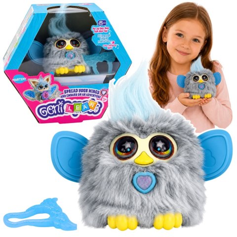 LEAN Toys Zwierzak Interaktywny Stworek Genie Pets Światła Dźwięki Zawieszka Szary