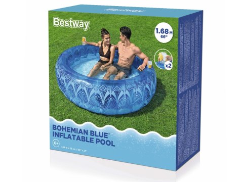 Bestway Bestway Dmuchany basen BOHEMIAN BLUE + 2 uchwyty na kubek 168x53cm 54479