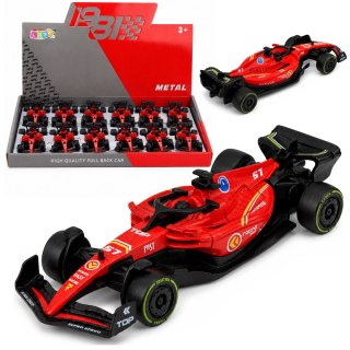 LEAN TOYS Autko Wyścigówka Metalowa Formuła Napęd Pull Back Czerwona 1:43