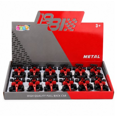 LEAN TOYS Autko Wyścigówka Metalowa Formuła Napęd Pull Back Czerwona 1:43