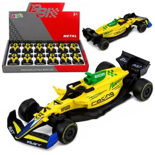 LEAN TOYS Autko Wyścigówka Metalowa Formuła Napęd Pull Back Żółta 1:43