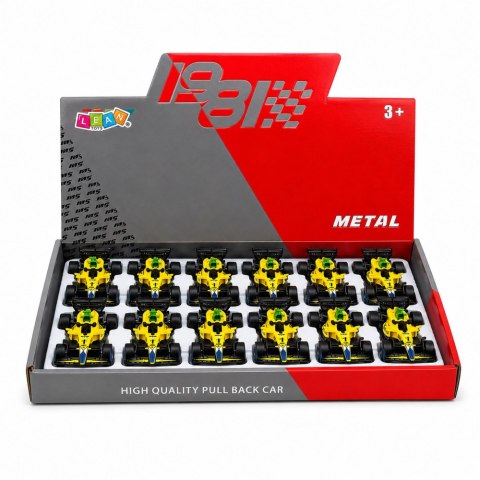 LEAN TOYS Autko Wyścigówka Metalowa Formuła Napęd Pull Back Żółta 1:43