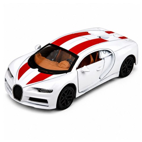 LEAN TOYS Samochód Autko Metalowe Sportowe Światła Dźwięki Napęd Pull-Back Biały 1:32