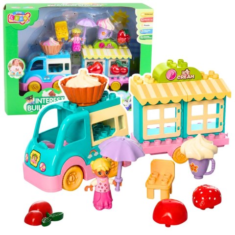 LEAN Toys Auto Lodziarnia Z Napędem Figurka Dziewczynki Desery Klocki Zestaw