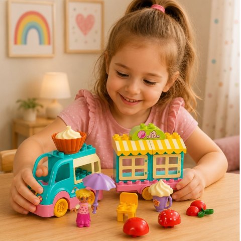 LEAN Toys Auto Lodziarnia Z Napędem Figurka Dziewczynki Desery Klocki Zestaw