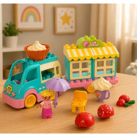 LEAN Toys Auto Lodziarnia Z Napędem Figurka Dziewczynki Desery Klocki Zestaw