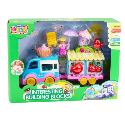 LEAN Toys Auto Lodziarnia Z Napędem Figurka Dziewczynki Desery Klocki Zestaw