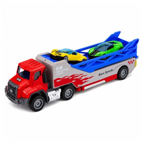 LEAN Toys Ciężarówka z Najazdem Transporter Wyrzutnia Autek Resoraki Napęd 1:55
