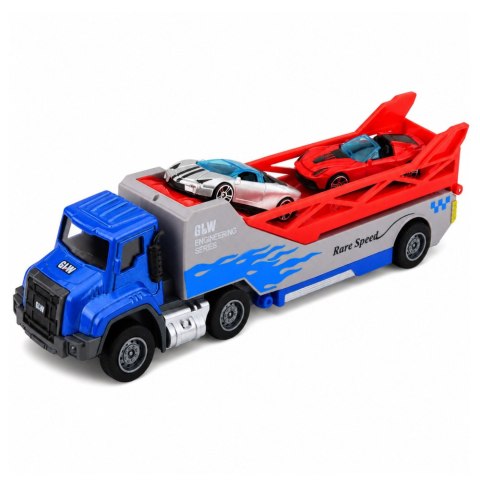 LEAN Toys Ciężarówka z Najazdem Transporter Wyrzutnia Autek Resoraki Napęd 1:55