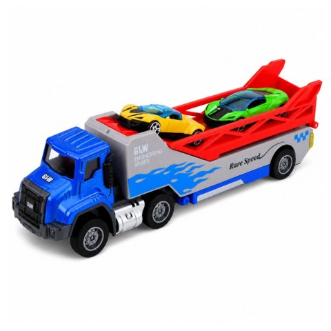 LEAN Toys Ciężarówka z Najazdem Transporter Wyrzutnia Autek Resoraki Napęd 1:55