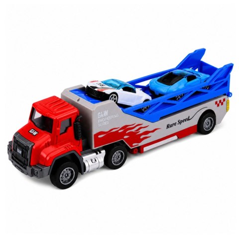 LEAN Toys Ciężarówka z Najazdem Transporter Wyrzutnia Autek Resoraki Napęd 1:55