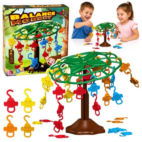 LEAN Toys Gra Zręcznościowa Rodzinna Balansujące Spadające Małpki Drzewko