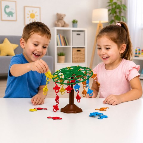 LEAN Toys Gra Zręcznościowa Rodzinna Balansujące Spadające Małpki Drzewko