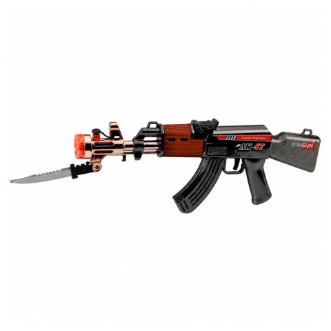 LEAN Toys Karabin AK47 Broń Na Baterie Rekwizyt Nóż Efekt Dymny Światła Dźwięki