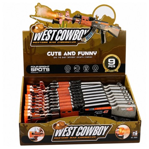 LEAN Toys Karabin AK47 Broń Na Baterie Rekwizyt Nóż Efekt Dymny Światła Dźwięki
