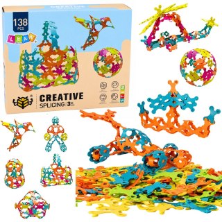 LEAN Toys Kreatywne Klocki Konstrukcyjne Łączone Elastyczne Kolorowe 138 el.