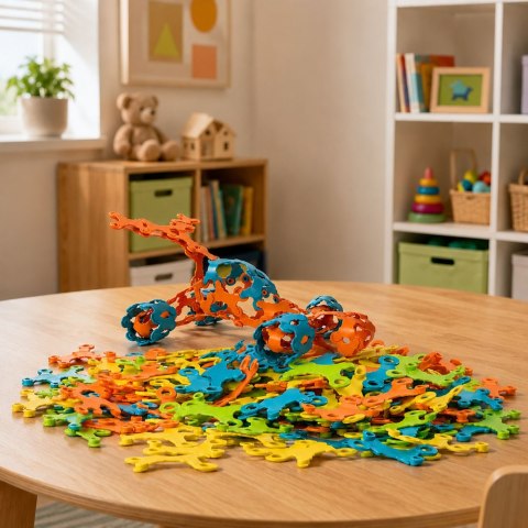 LEAN Toys Kreatywne Klocki Konstrukcyjne Łączone Elastyczne Kolorowe 138 el.