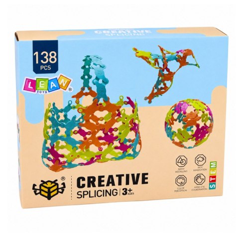 LEAN Toys Kreatywne Klocki Konstrukcyjne Łączone Elastyczne Kolorowe 138 el.