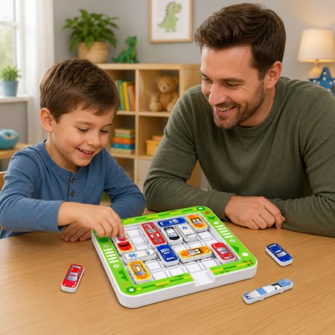 LEAN Toys Magnetyczna Gra Logiczna Magnetyczna Autka 15 Pojazdów 60 Kart Plansza