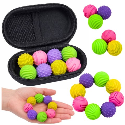 LEAN Toys Magnetyczne Silikonowe Piłki Antystresowe W Etui Kolorowe 2,5 cm 8 el.