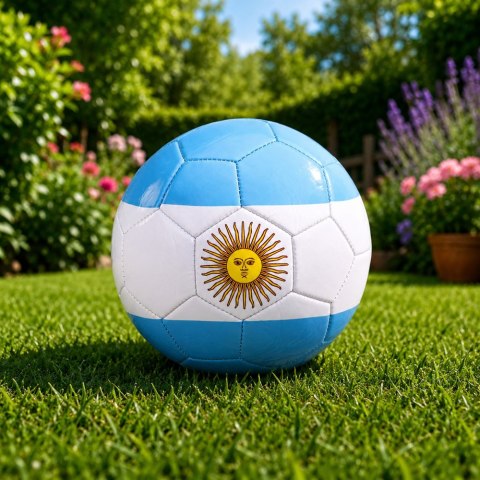 LEAN Toys Piłka Nożna Treningowa Do Nogi Na Trawę Boisko Barwy Argentyny 22cm r.5