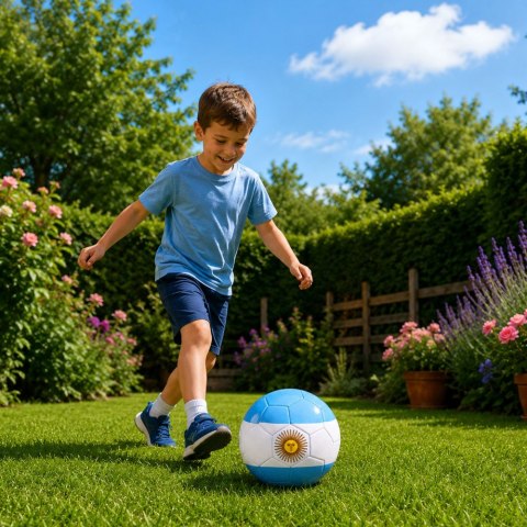 LEAN Toys Piłka Nożna Treningowa Do Nogi Na Trawę Boisko Barwy Argentyny 22cm r.5