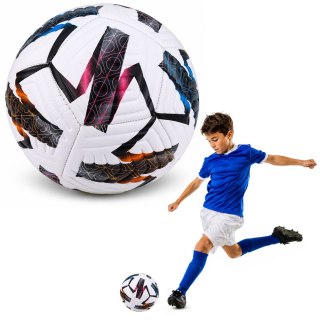 LEAN Toys Piłka Nożna Treningowa Do Nogi Na Trawę Boisko Biała Wzory 22cm r.5