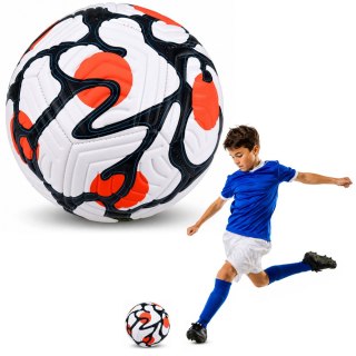 LEAN Toys Piłka Nożna Treningowa Do Nogi Na Trawę Boisko Biało-Pomarańczowa 22cm r.5