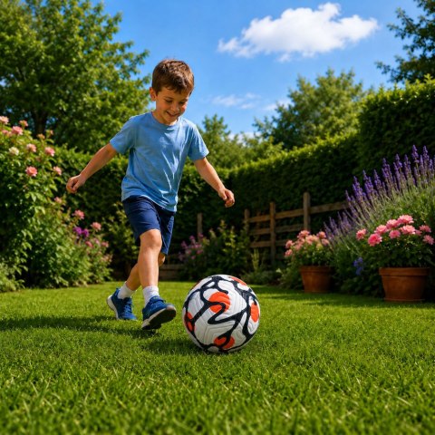 LEAN Toys Piłka Nożna Treningowa Do Nogi Na Trawę Boisko Biało-Pomarańczowa 22cm r.5